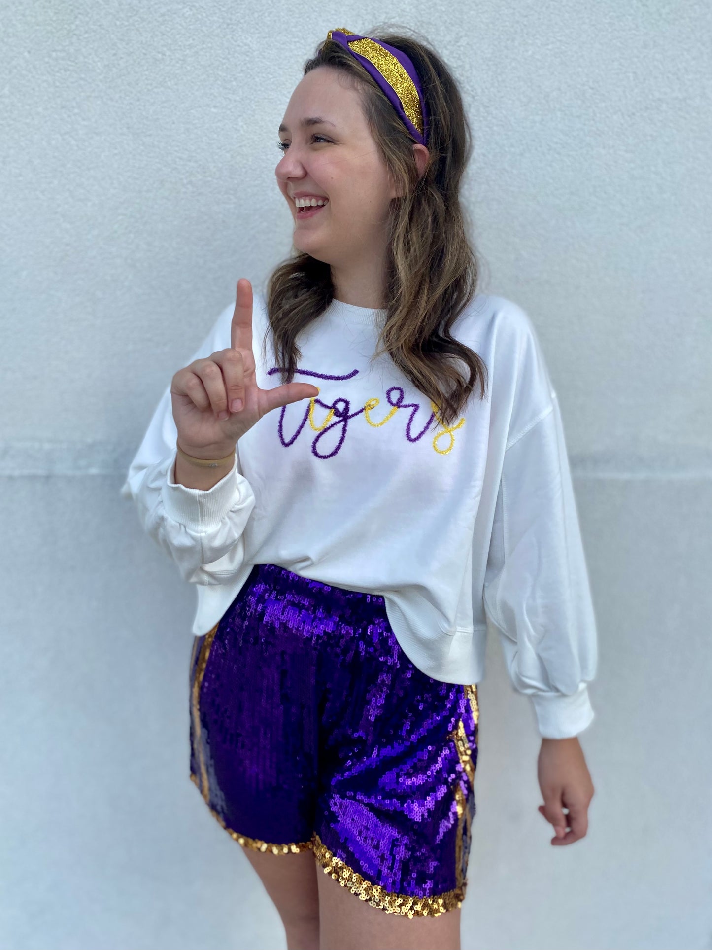 Purple & Gold Sequin Shorts