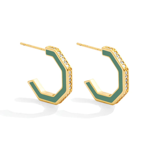 5 Colors  |  Pave Accented Colorful Hexagon Earrings