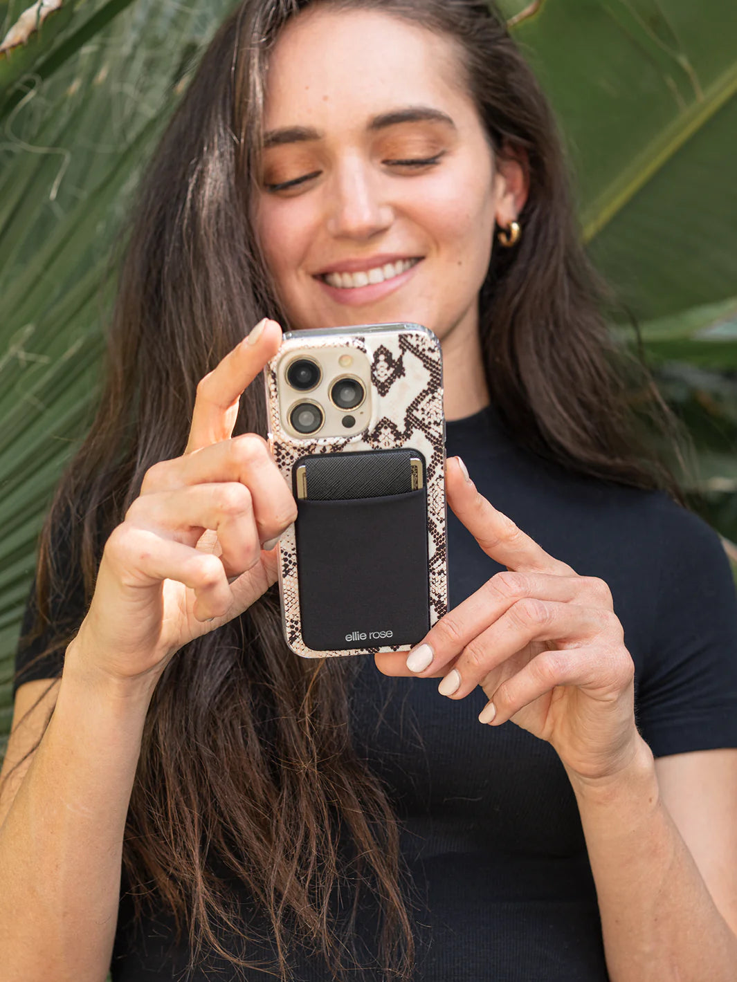 Black Stick-On Phone Pocket