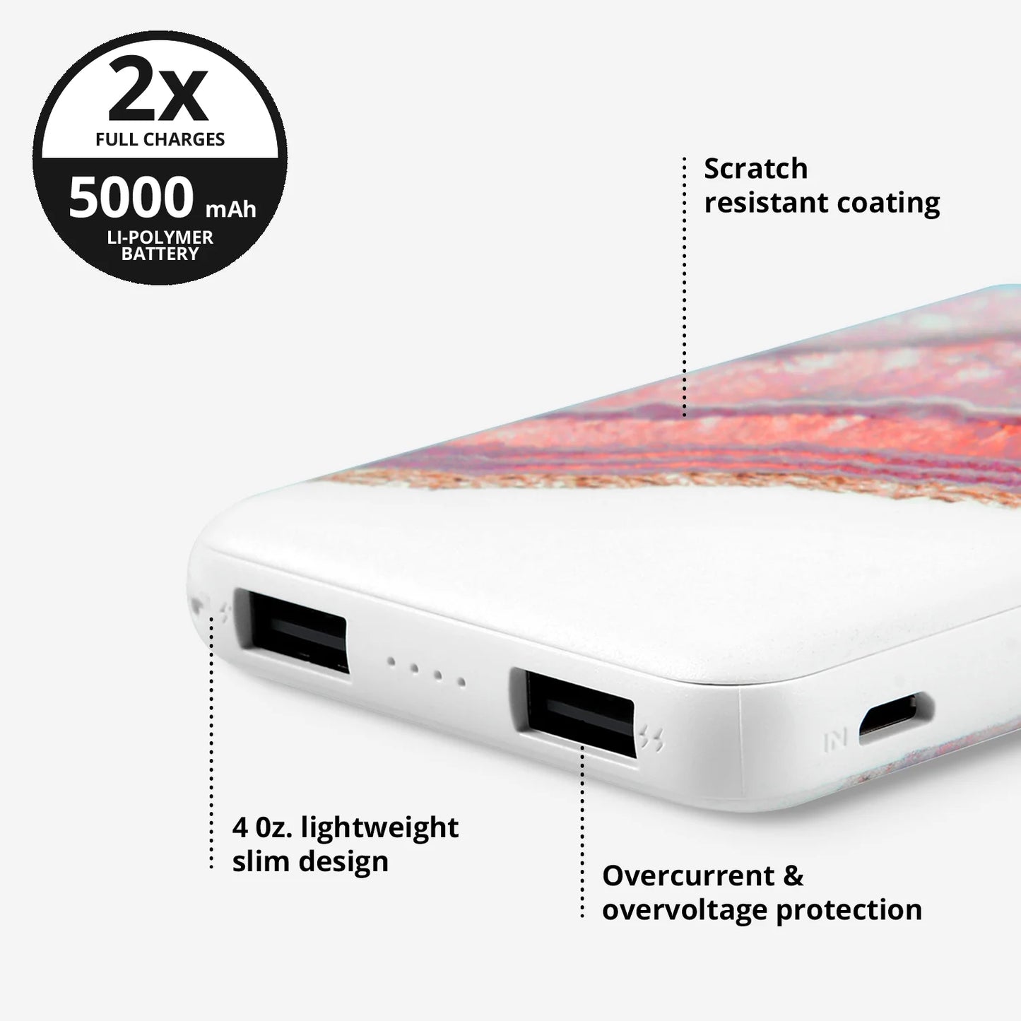Rose Agate Marble Power Bank