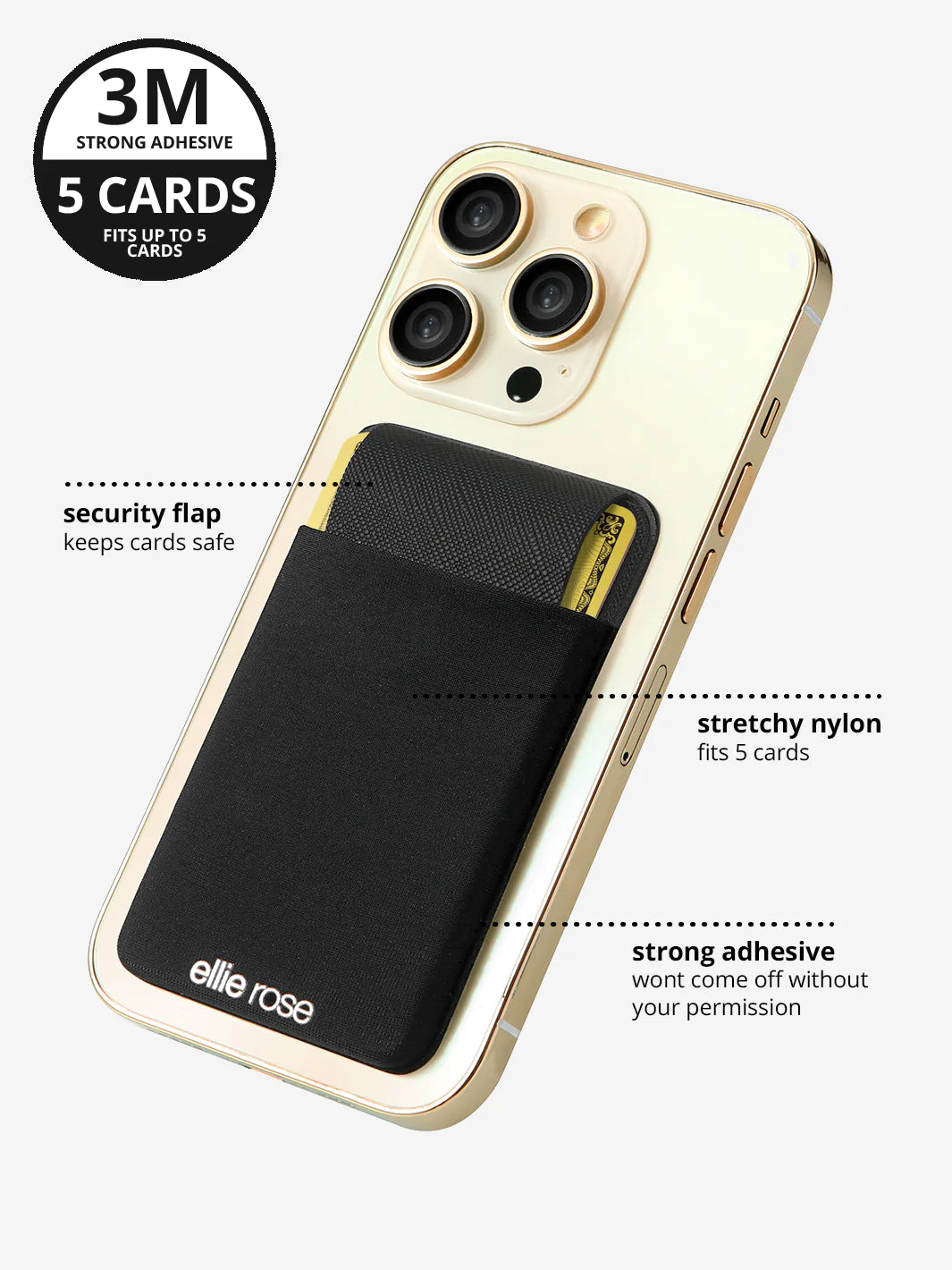 Black Stick-On Phone Pocket
