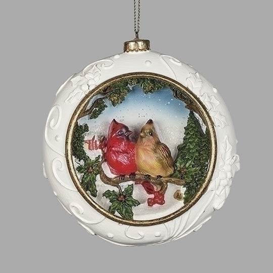 Carved Santa and Cardinal Ornament