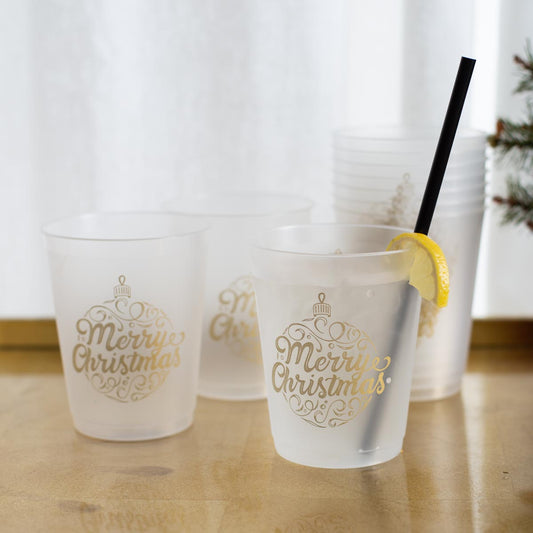 Merry Christmas Ornament Script Party Cups (set of 10)