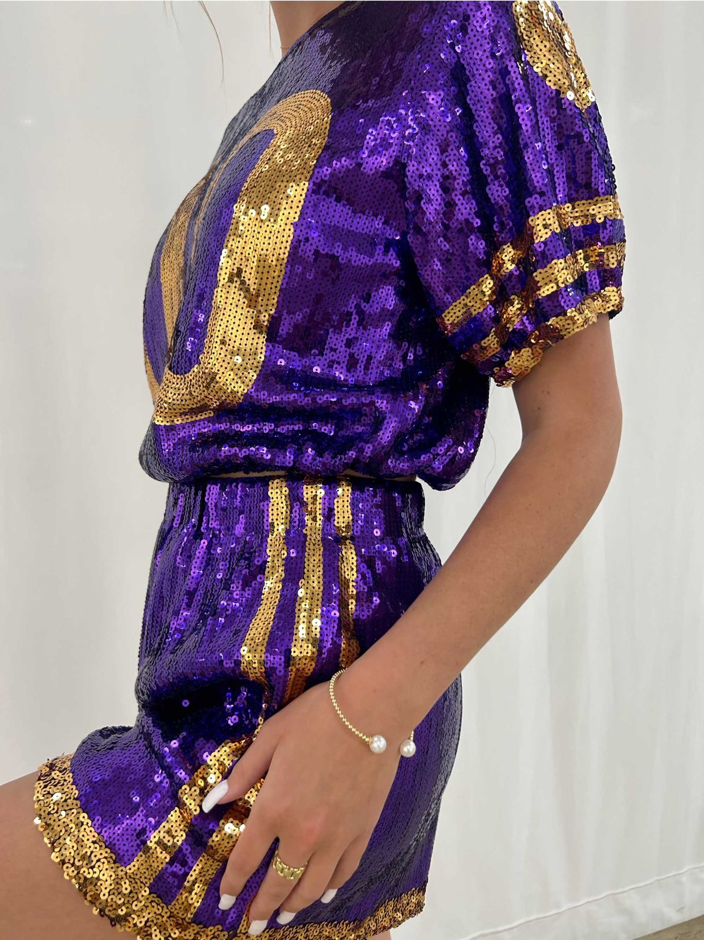 Purple & Gold Sequin Shorts