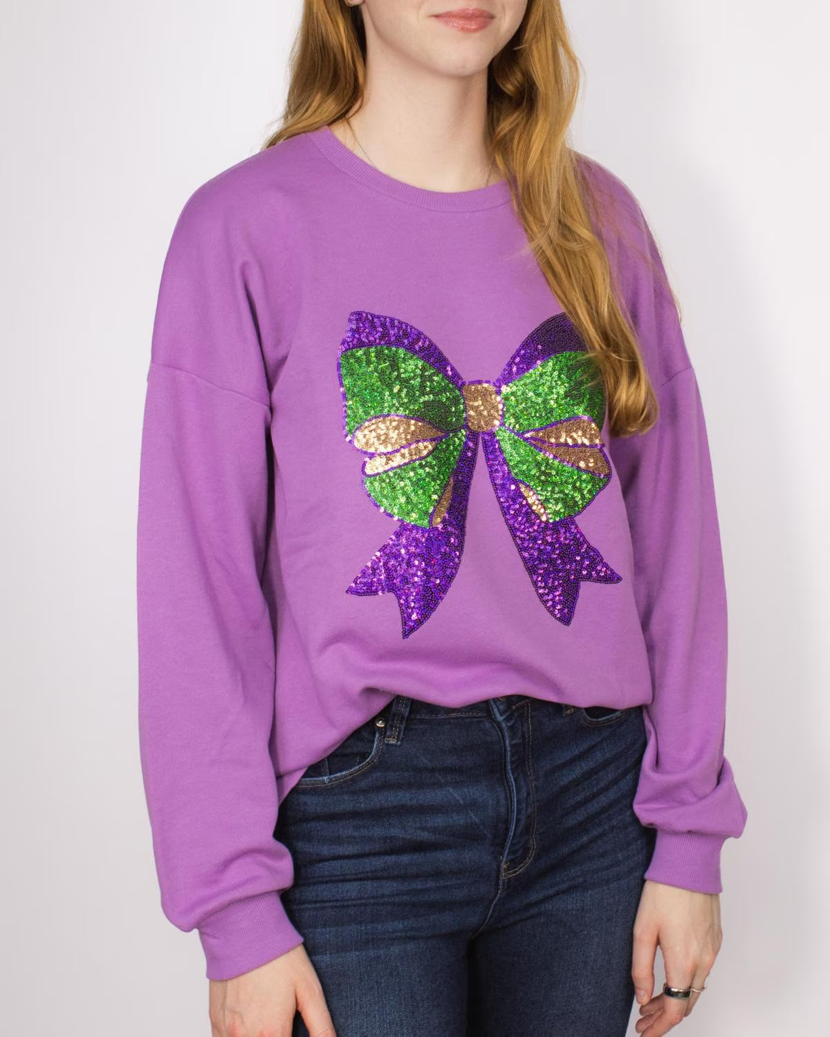 Mardi Bow Sequin Sweatshirt - Adult & Kid