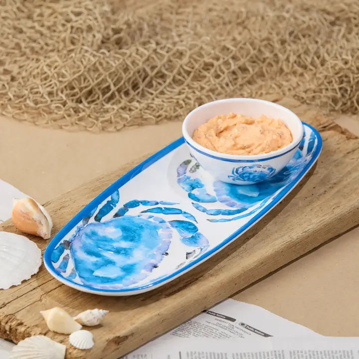Oval Crab Tray with Dip Bowl