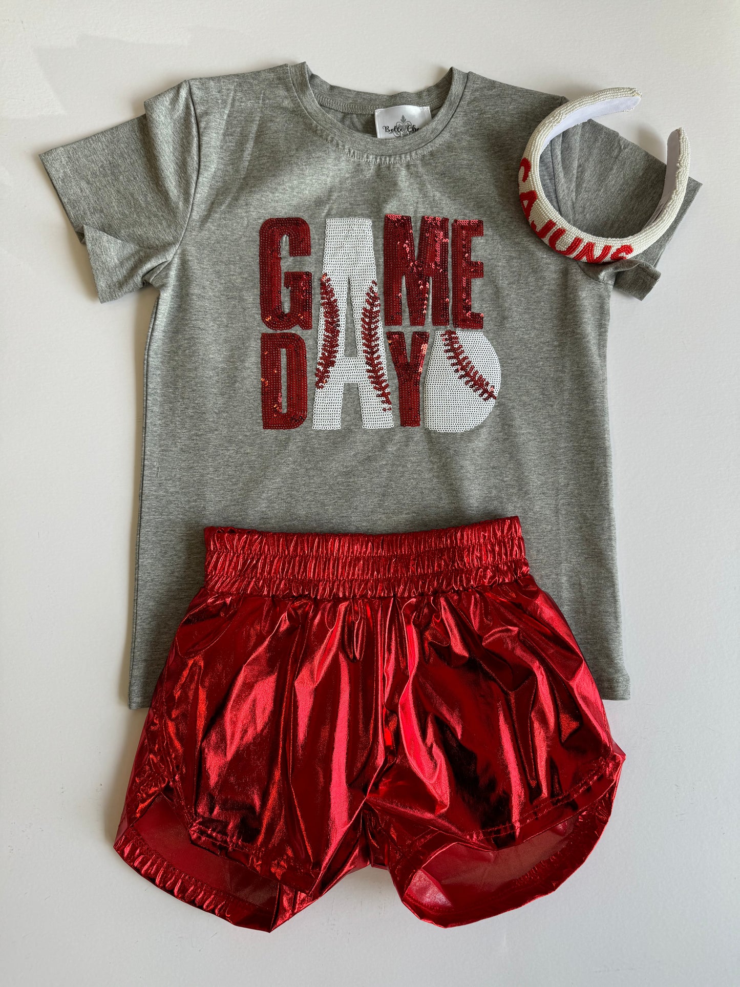 Red Metallic Shorts