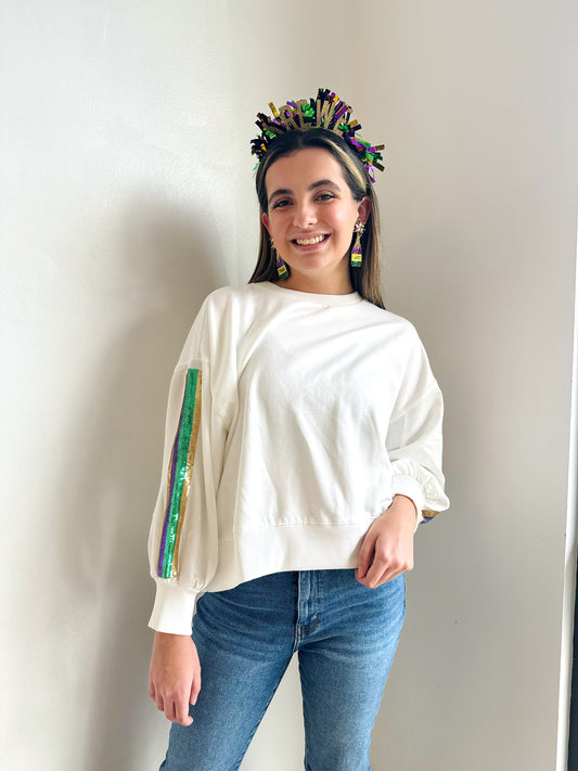 Mardi Gras Sequin Stripes Millie Sweatshirt