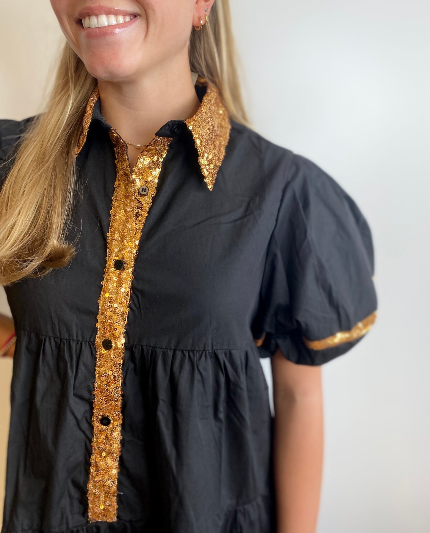 Game Day Dress - Gold Sequin Footballs