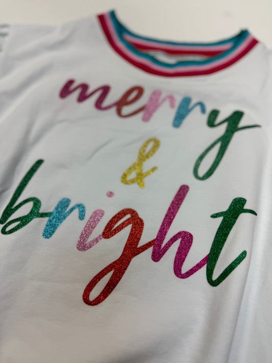 Merry & Bright Holly White Sweatshirt Glitter