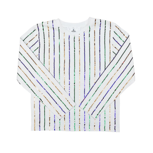 Mardi Gras Striped Kids Long Sleeve