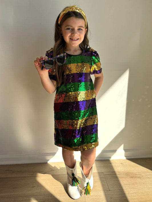 Kids Mardi Gras Sequin Dress