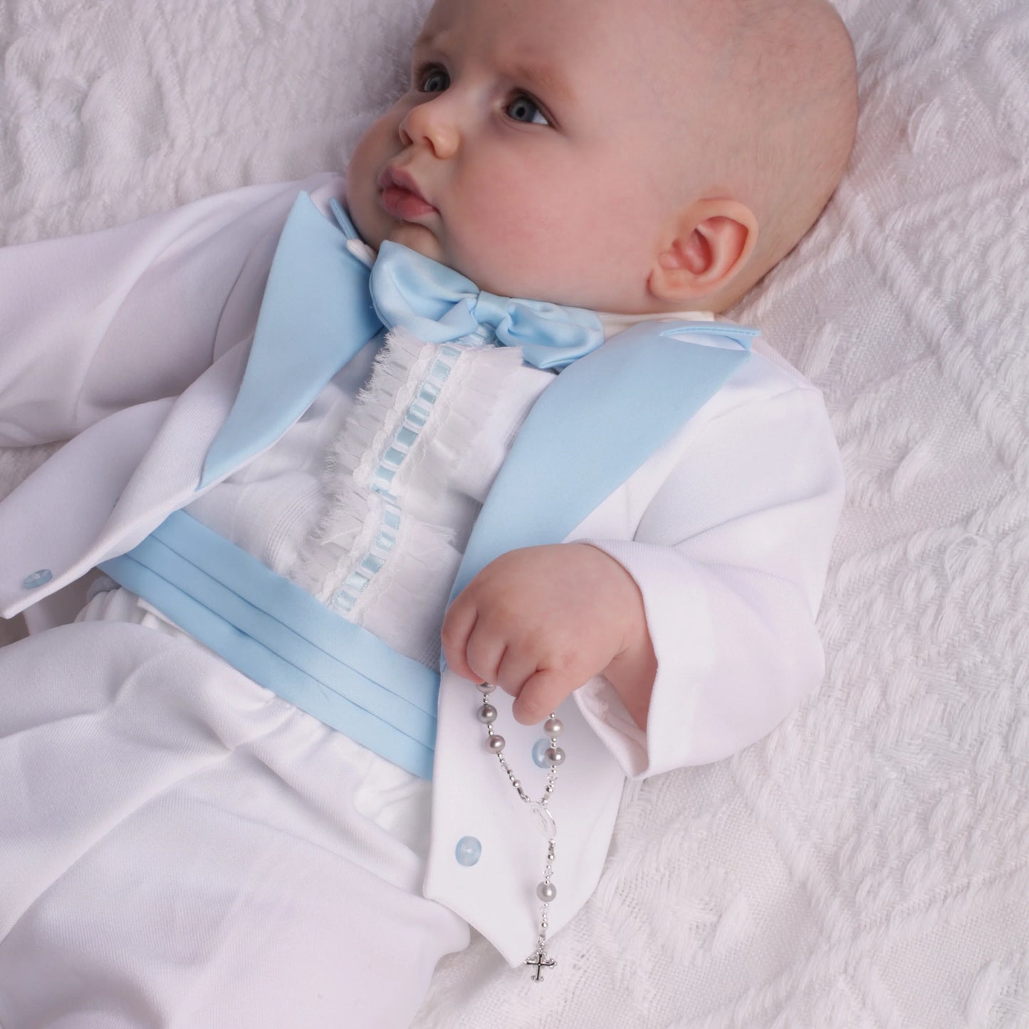 Sterling Silver Grey Baby Rosary Baptism Gift