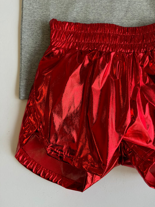 Red Metallic Shorts