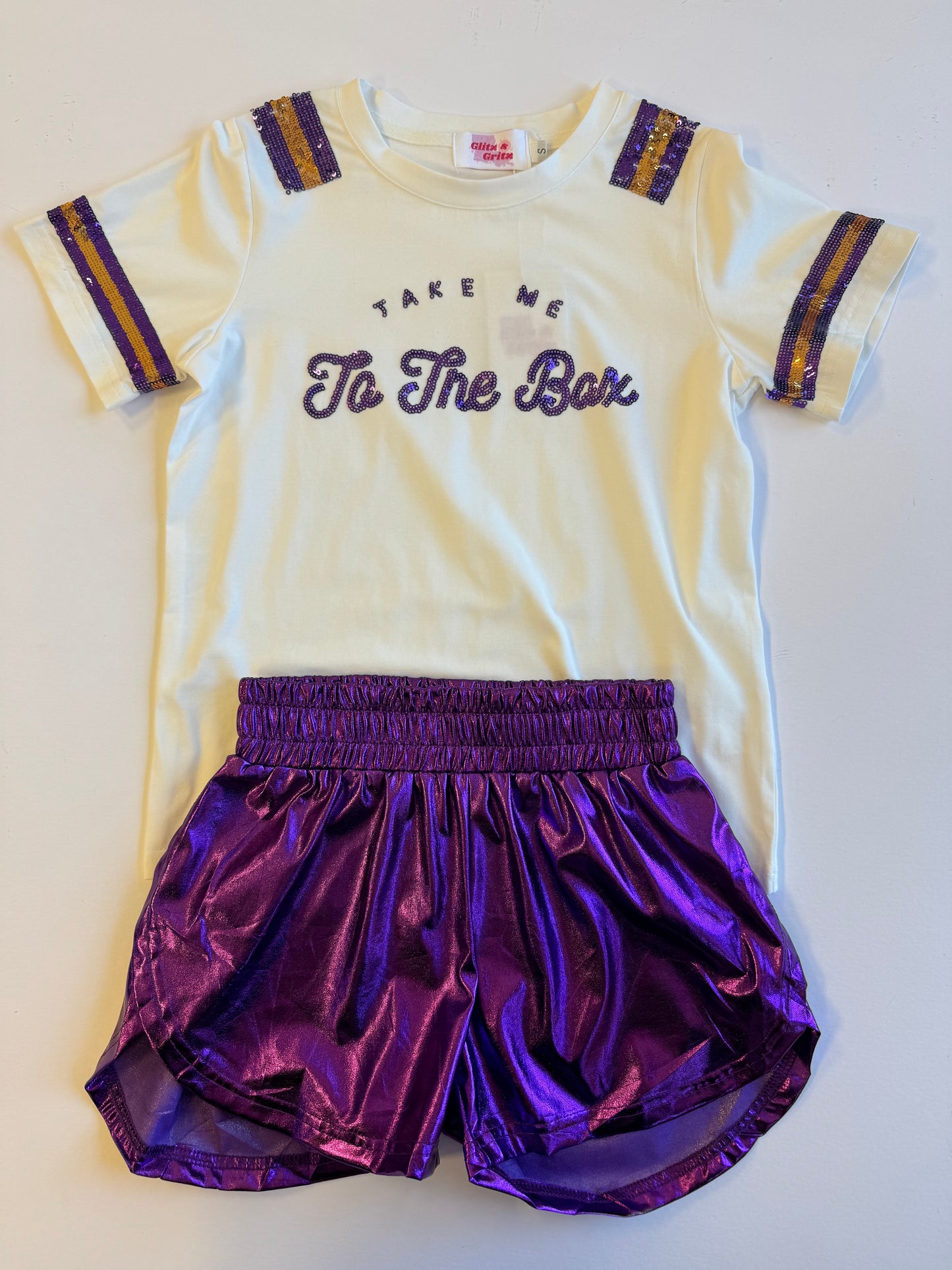 Purple Metallic Shorts
