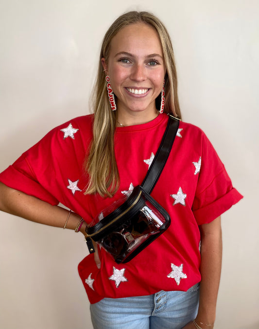ONLINE ONLY Black Clear Belt Bag