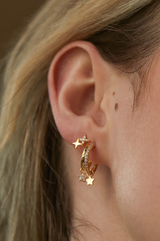 Duo Pave Star Hoops