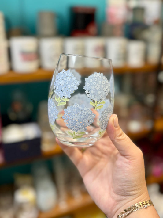 Hydrangea Stemless Wine Glass