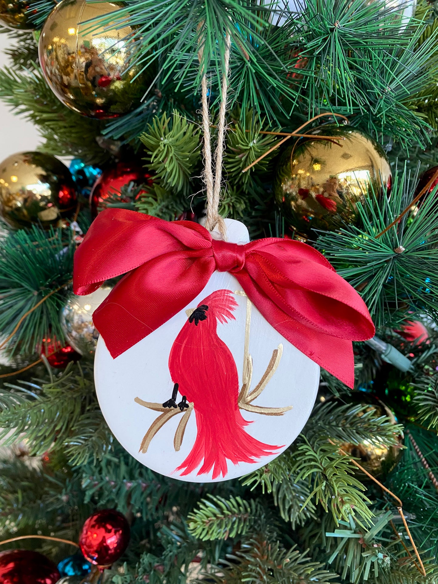 Bone Colored Cardinal Ornament
