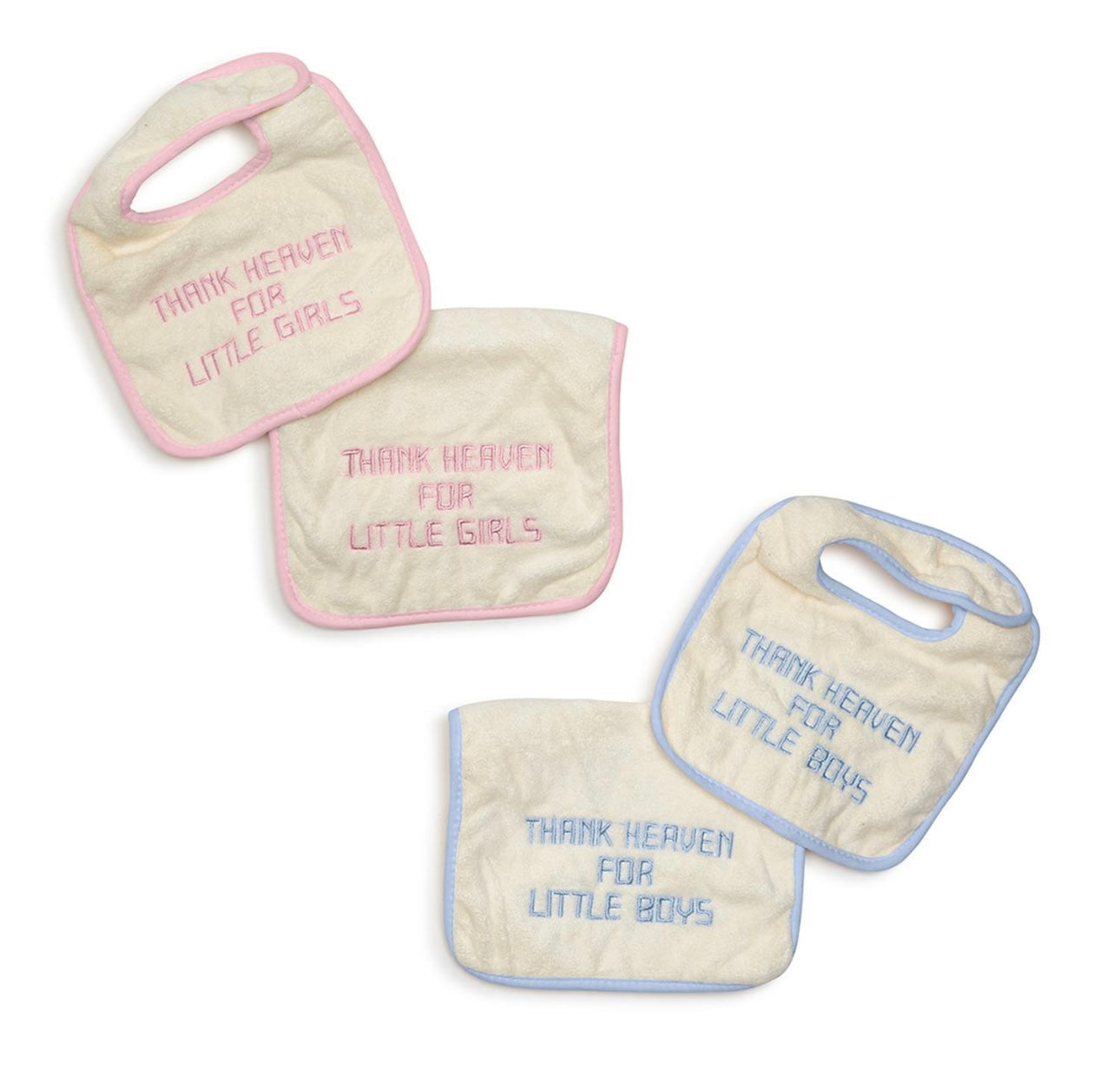 Thank Heaven Embroidered Bib and Burp Cloth Set