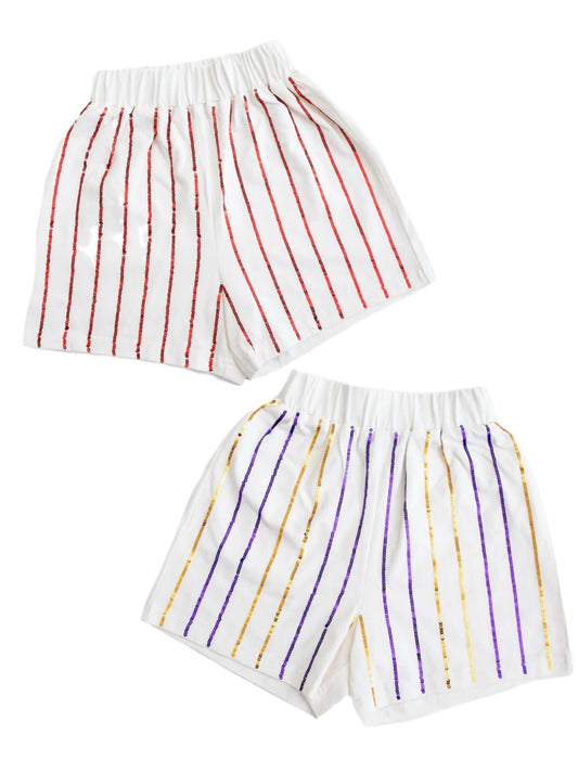 Sequin Striped Kid Shorts