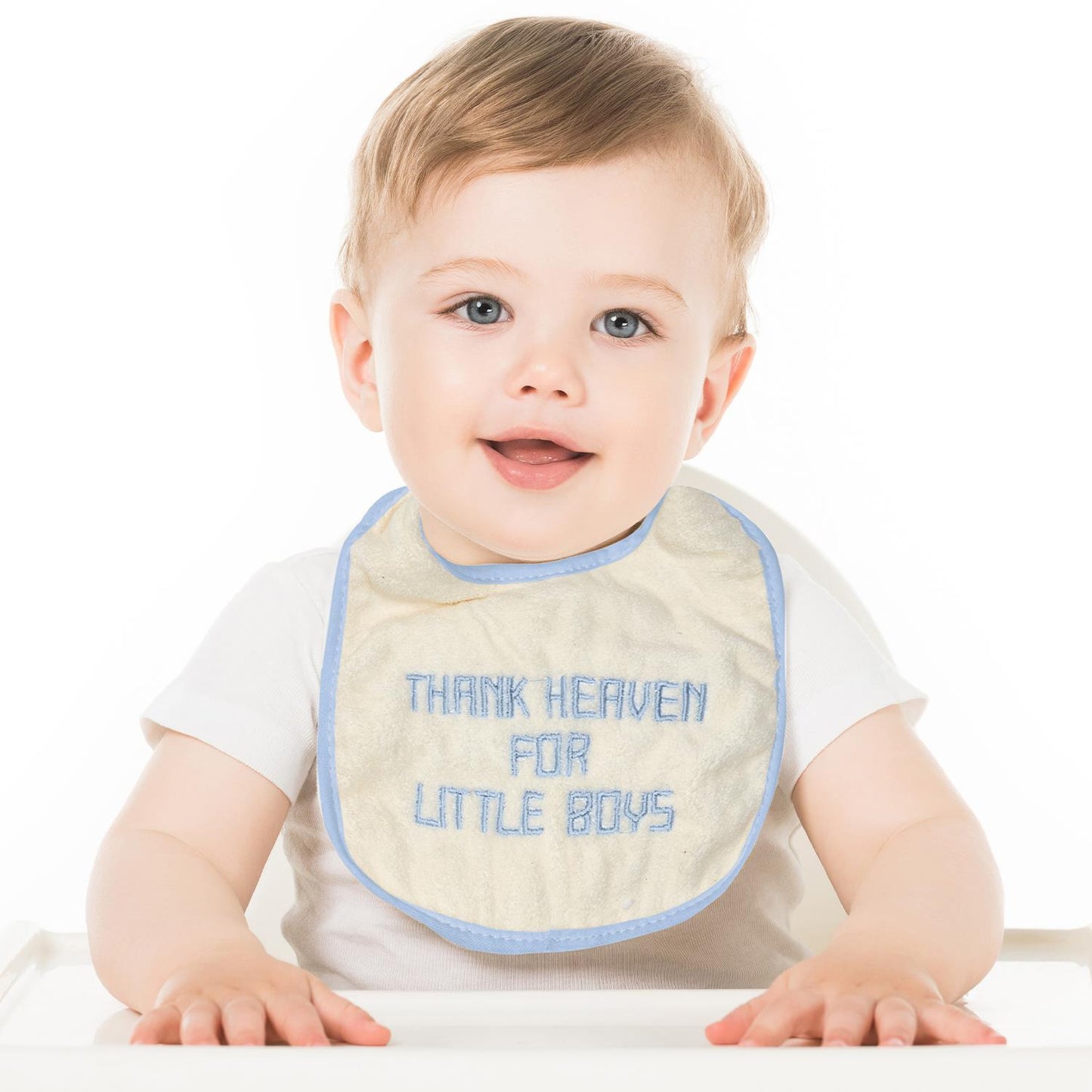 Thank Heaven Embroidered Bib and Burp Cloth Set