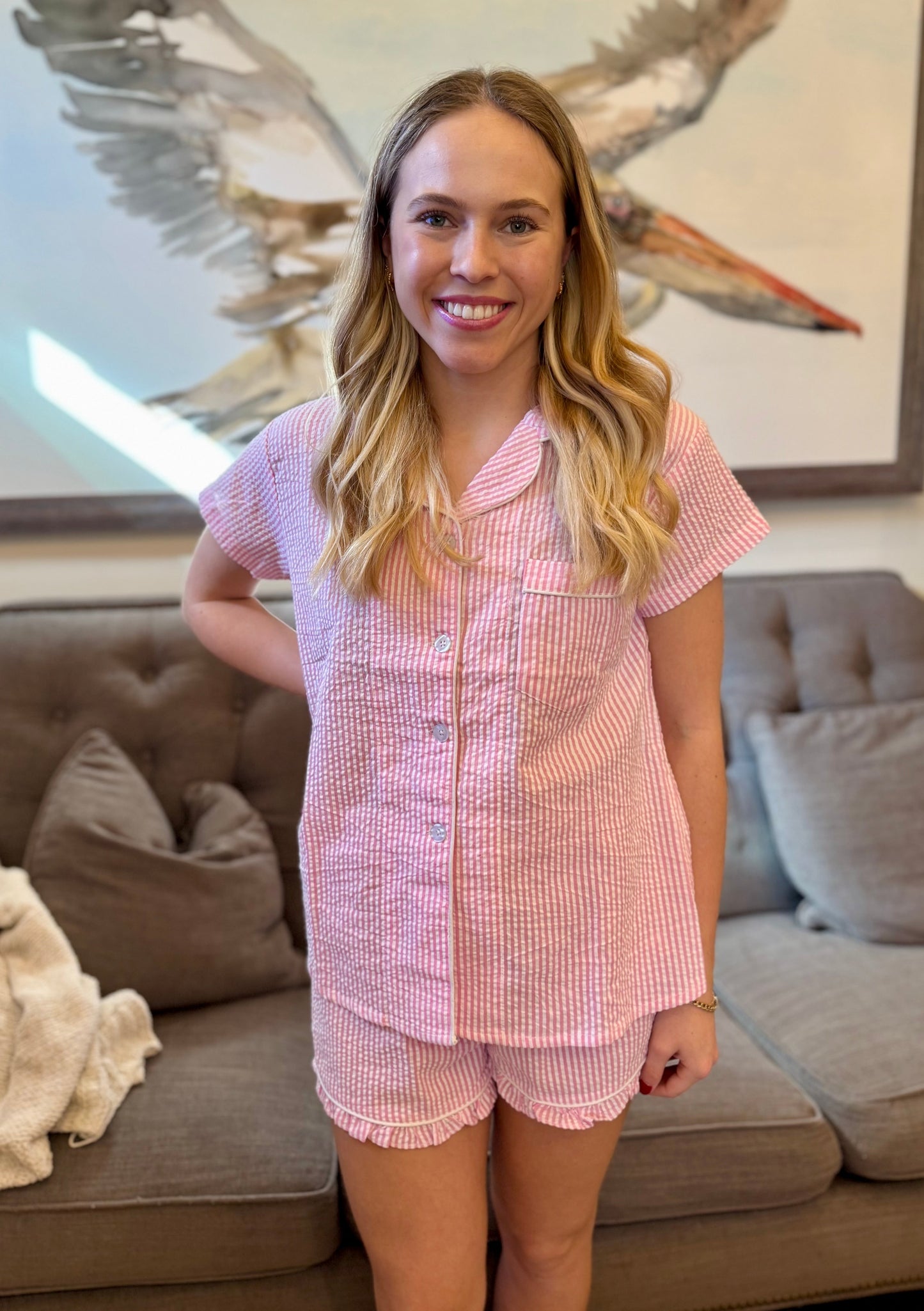 Blush Seersucker Short Set