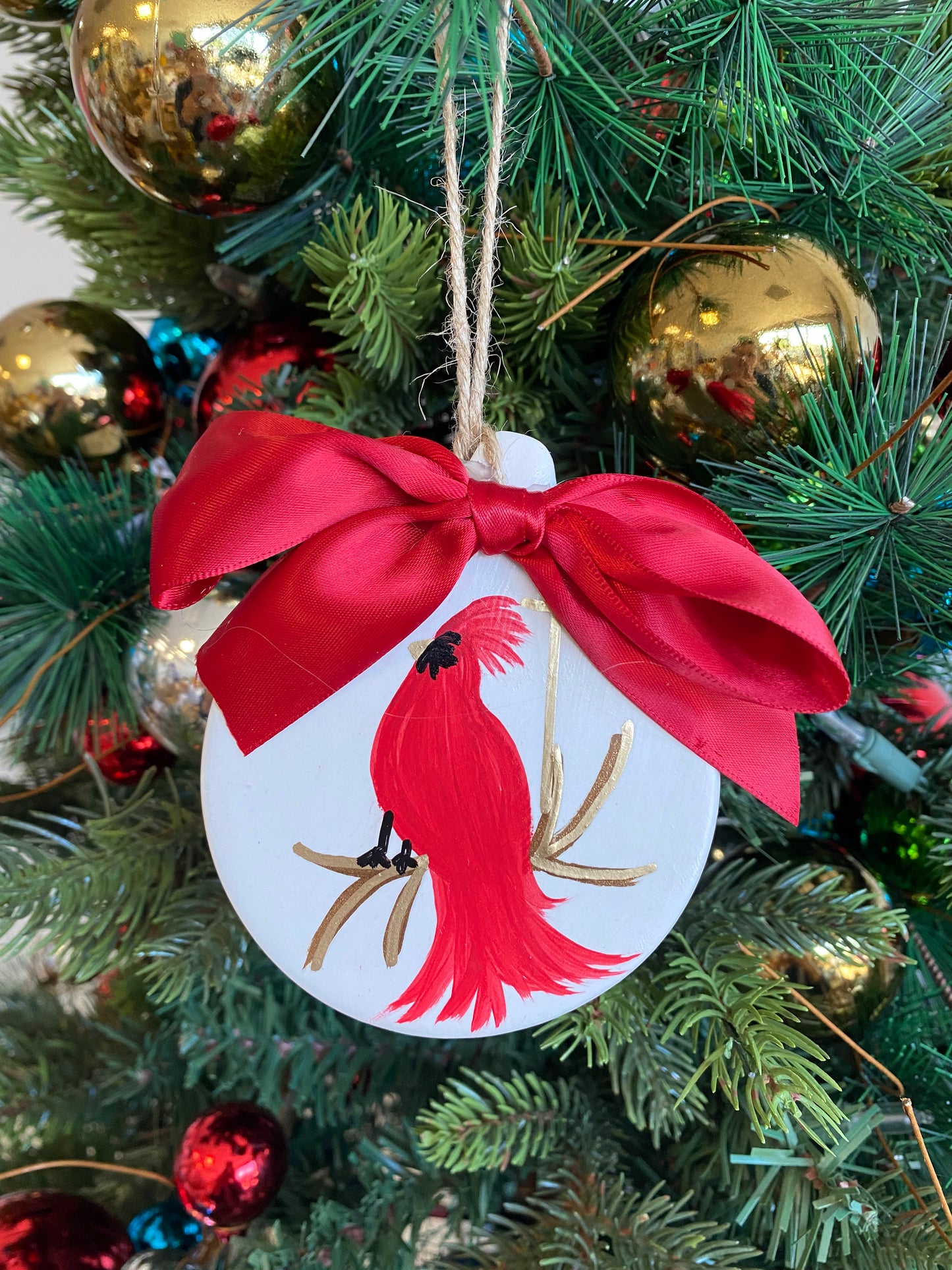 Bone Colored Cardinal Ornament