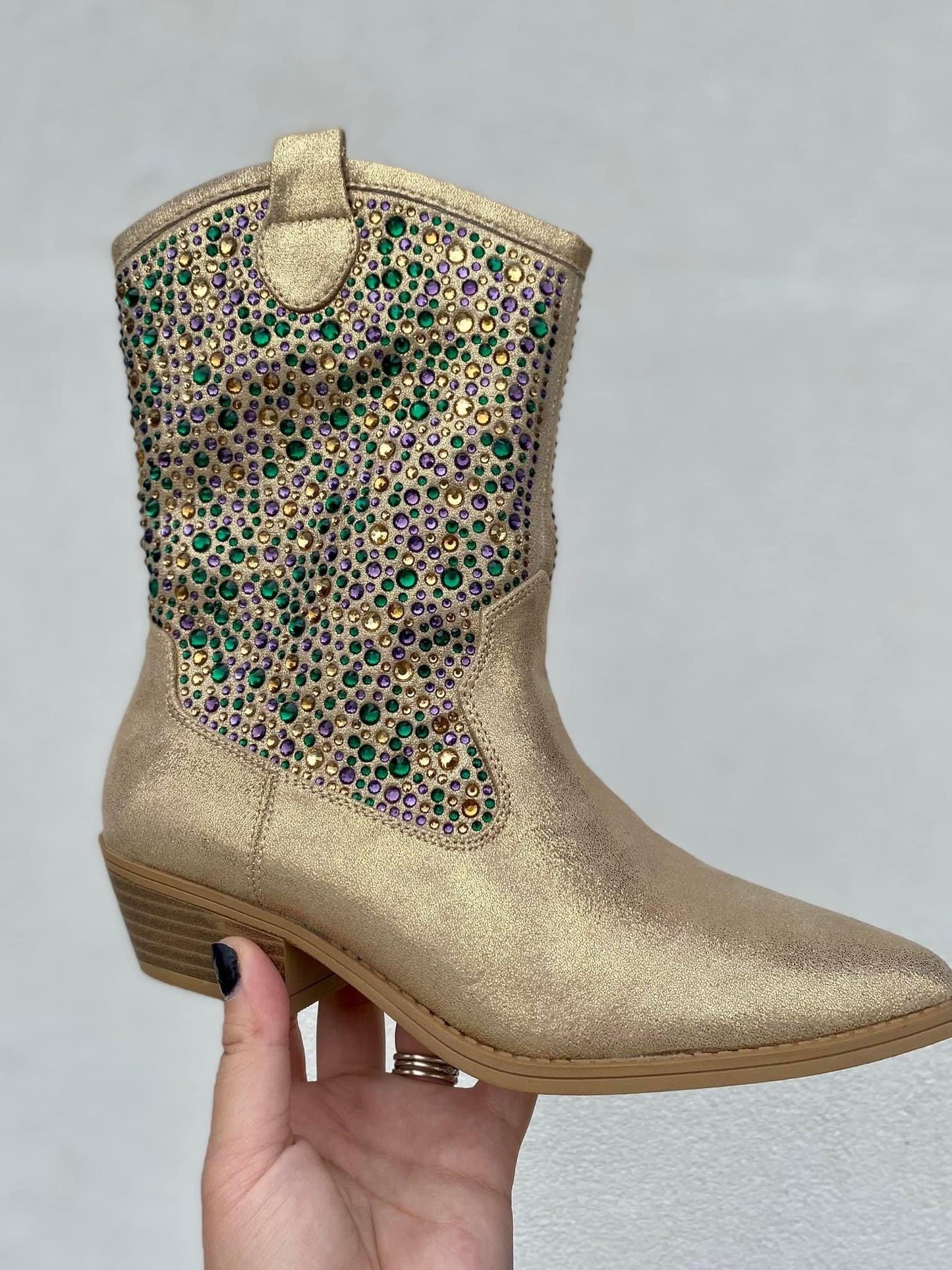Gold Mardi Gras Rhinestone Boots - Adults