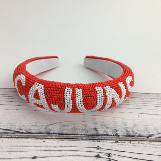 Red Beaded Cajuns Headband