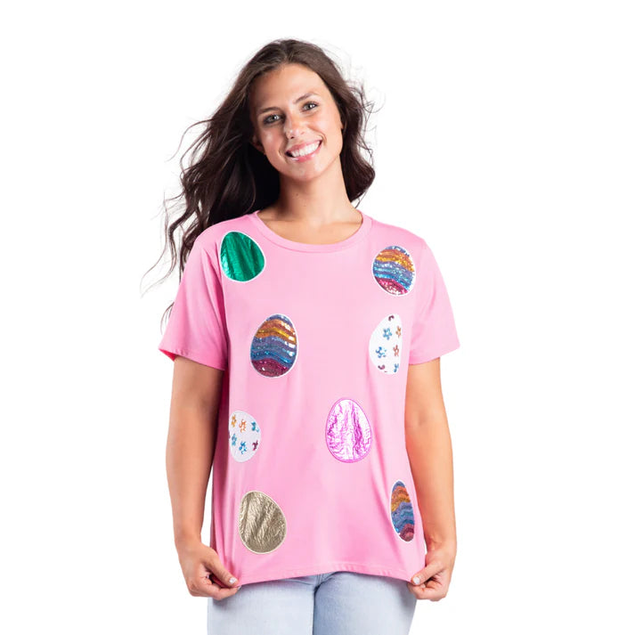 All My Eggs in a Basket Pink Crew Neck T-Shirt