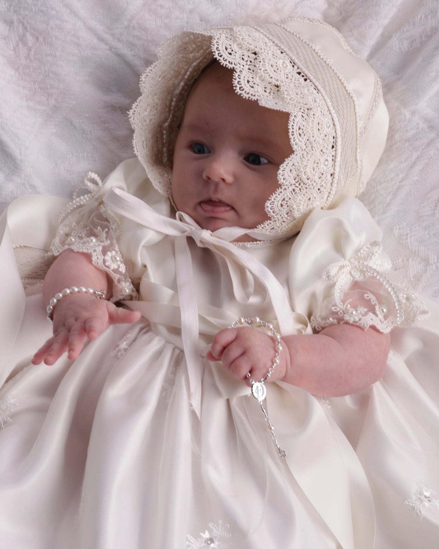 Sterling Silver White Baby Rosary Baptism Gift