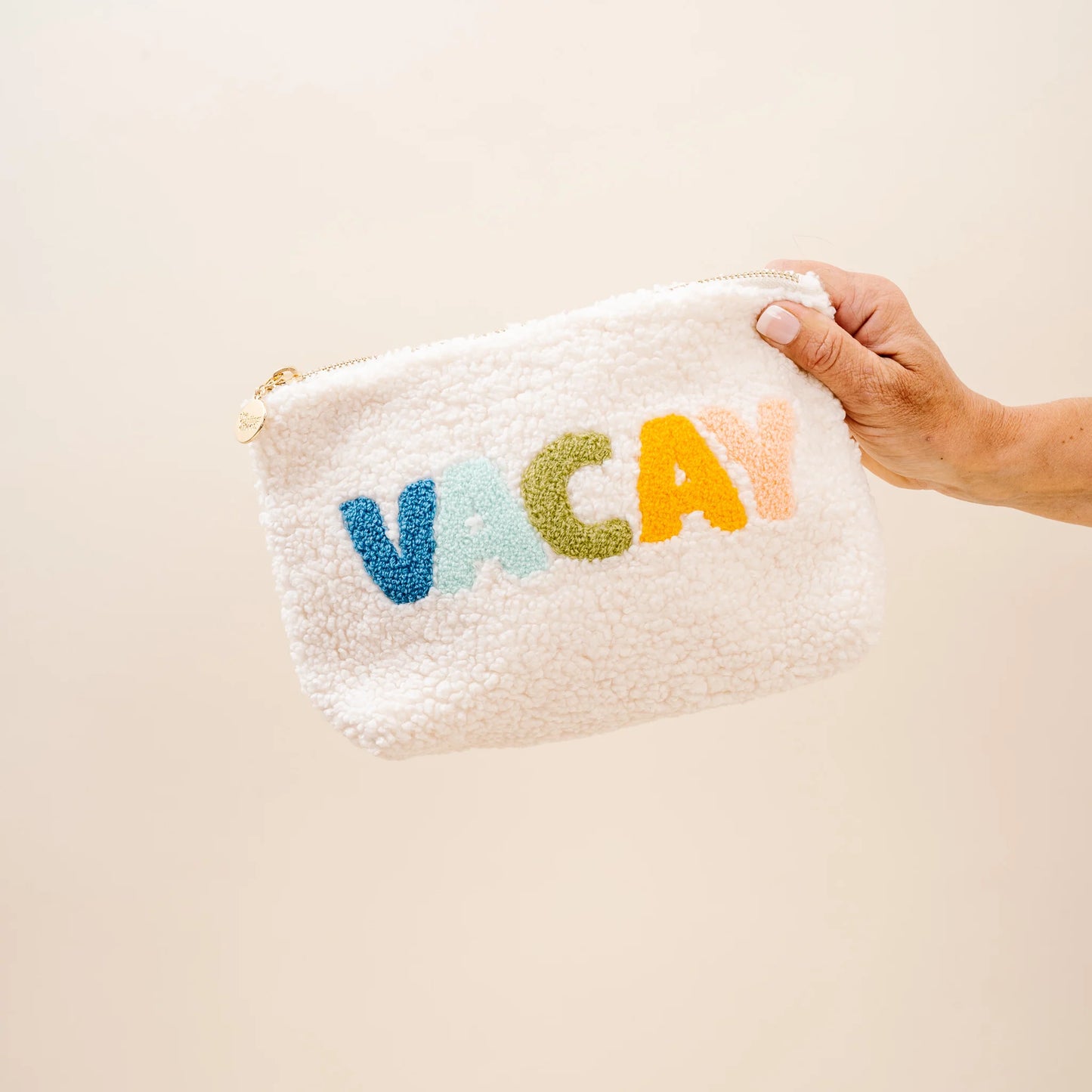 Sherpa Zippered Teddy Pouch - Vacay