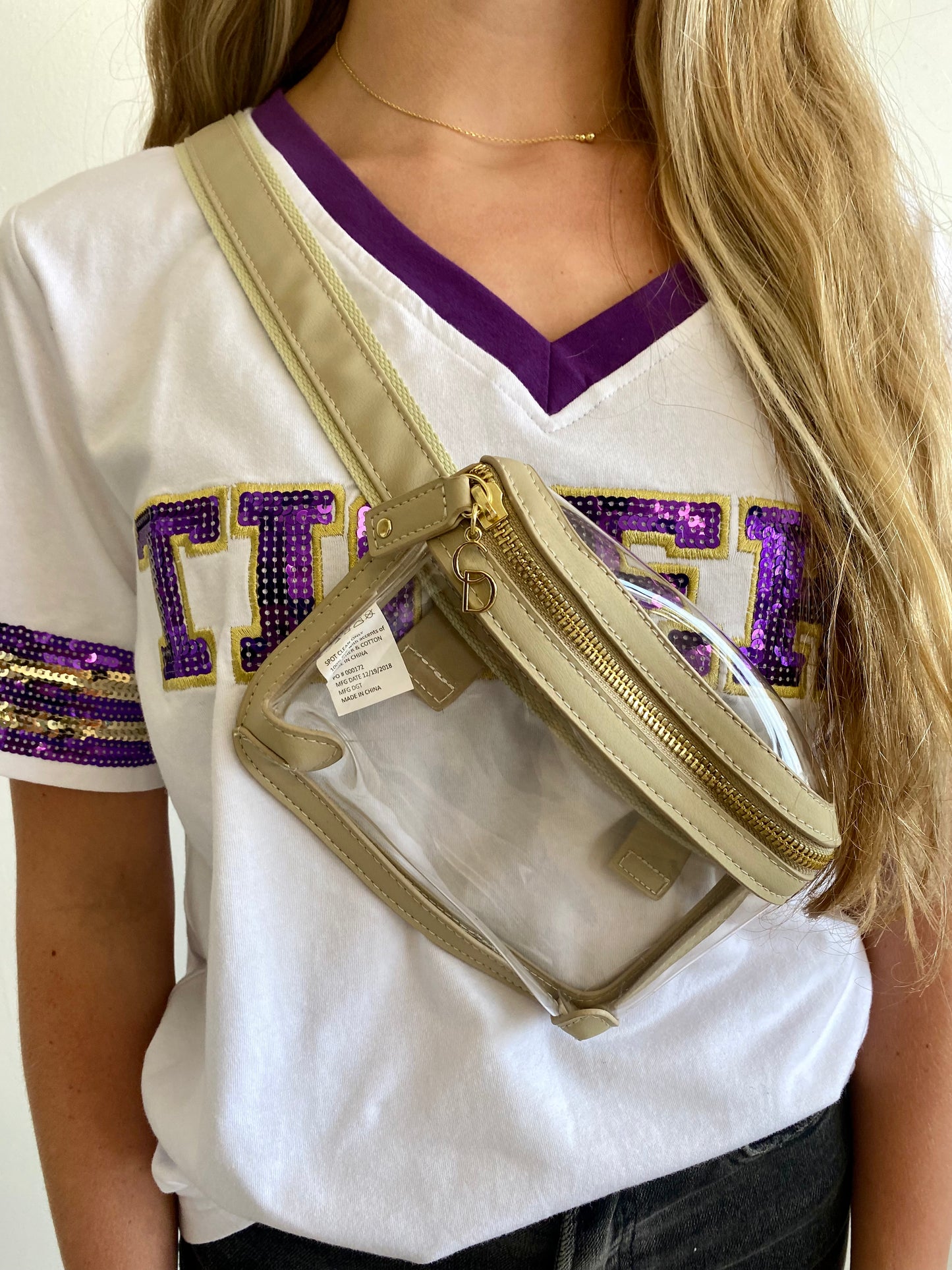 ONLINE ONLY Tan Clear Belt Bag
