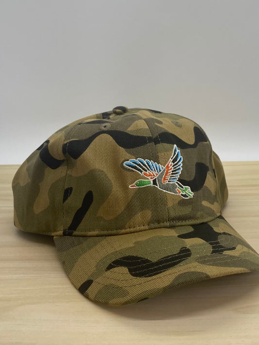 Camo Hat with Embroidered Duck