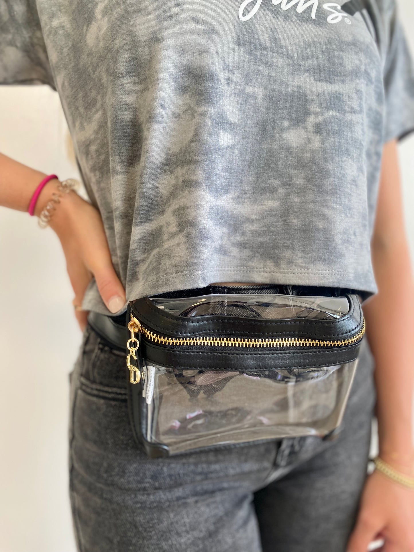 ONLINE ONLY Black Clear Belt Bag