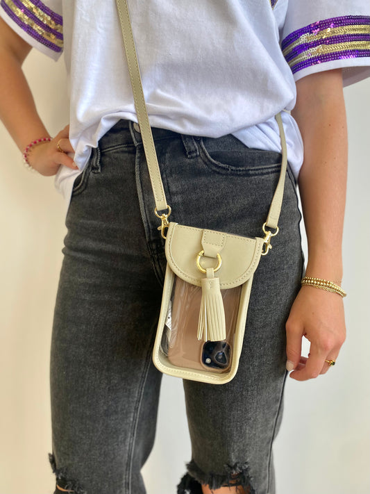 ONLINE ONLY Tan Cell Phone Crossbody