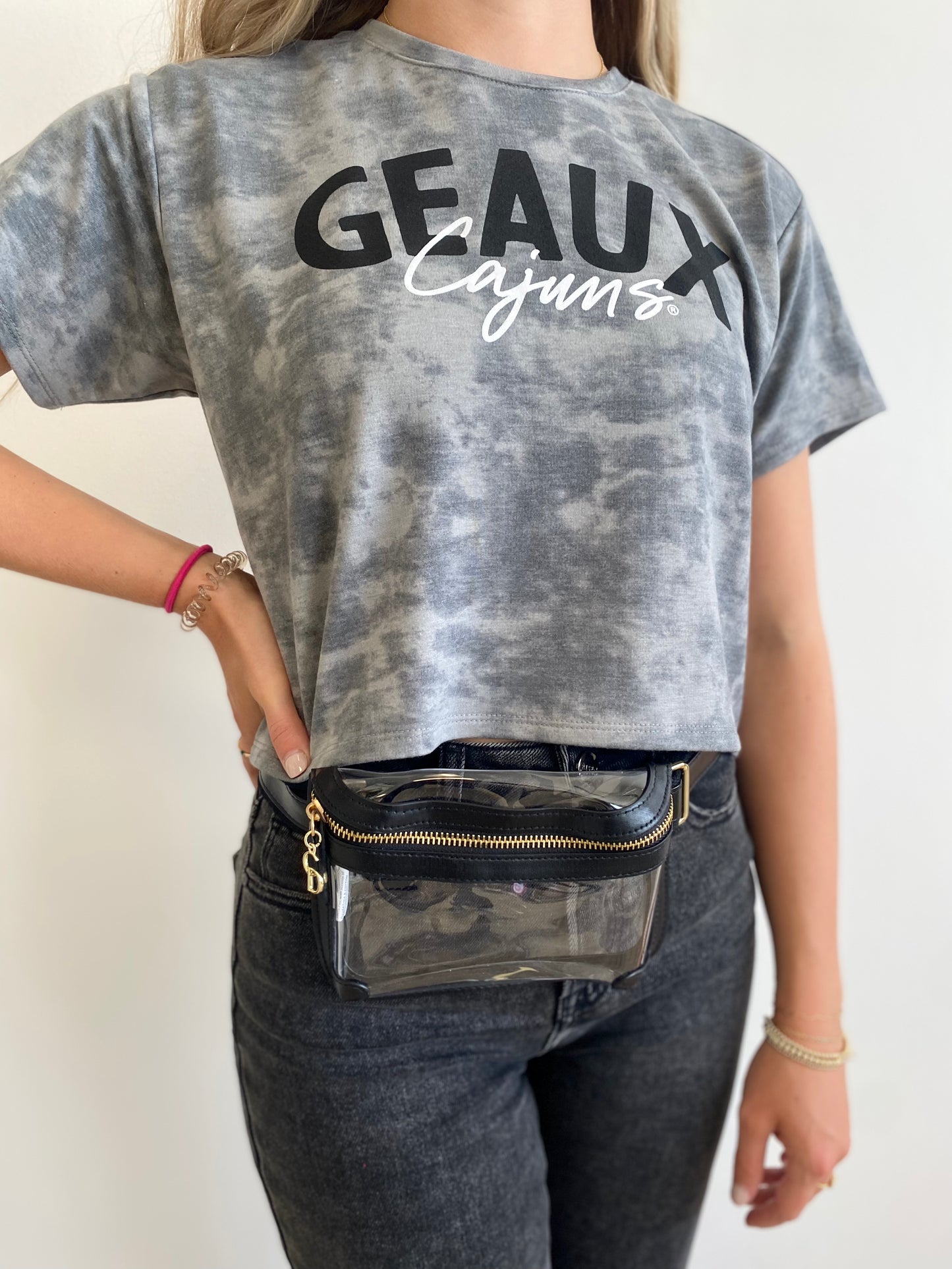 ONLINE ONLY Black Clear Belt Bag