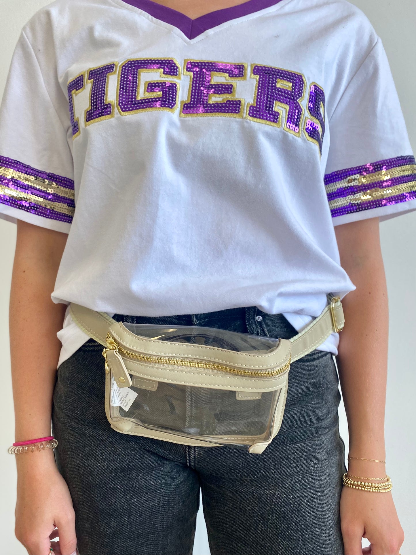 ONLINE ONLY Tan Clear Belt Bag