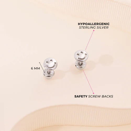 Polished Smiley Face Girls Earrings