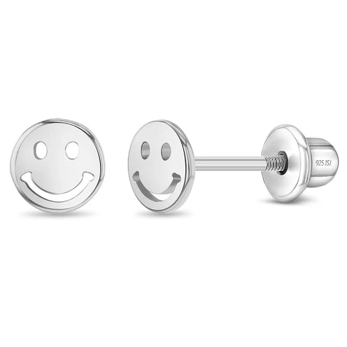 Polished Smiley Face Girls Earrings