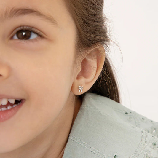 Delicate CZ Bow Toddler Earrings