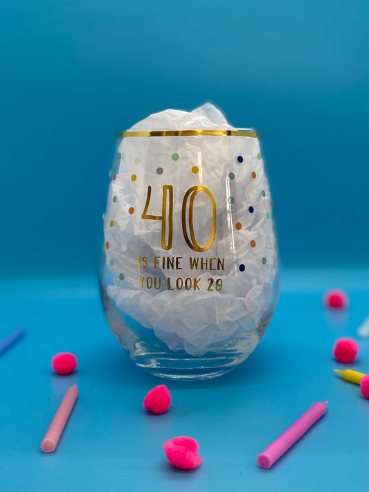 40 is Fine Wine Glass and Candle Set