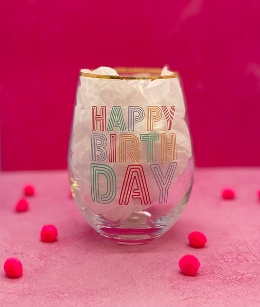 Happy Birthday Wine Glass