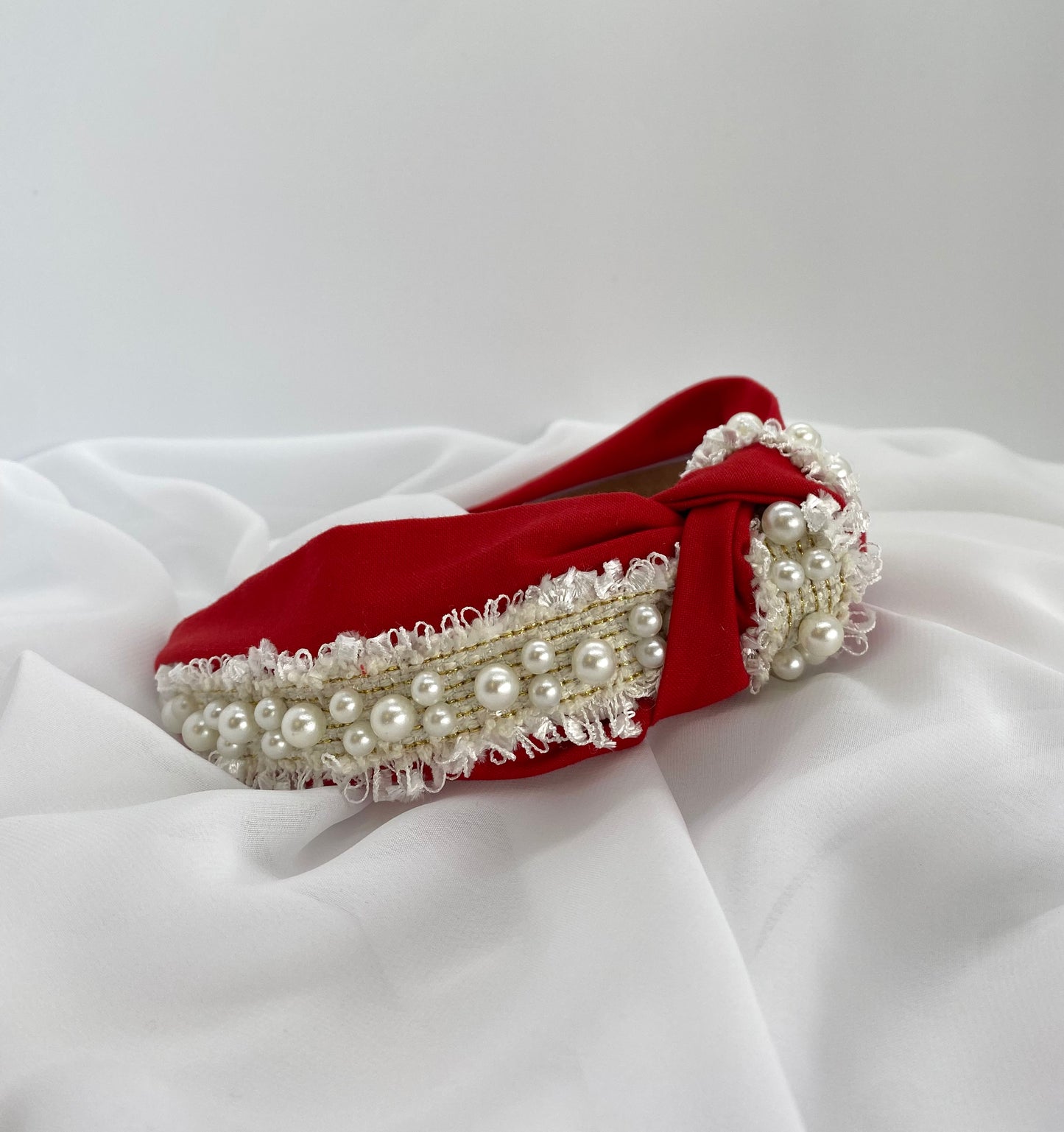 Red Pearl Trim Headband