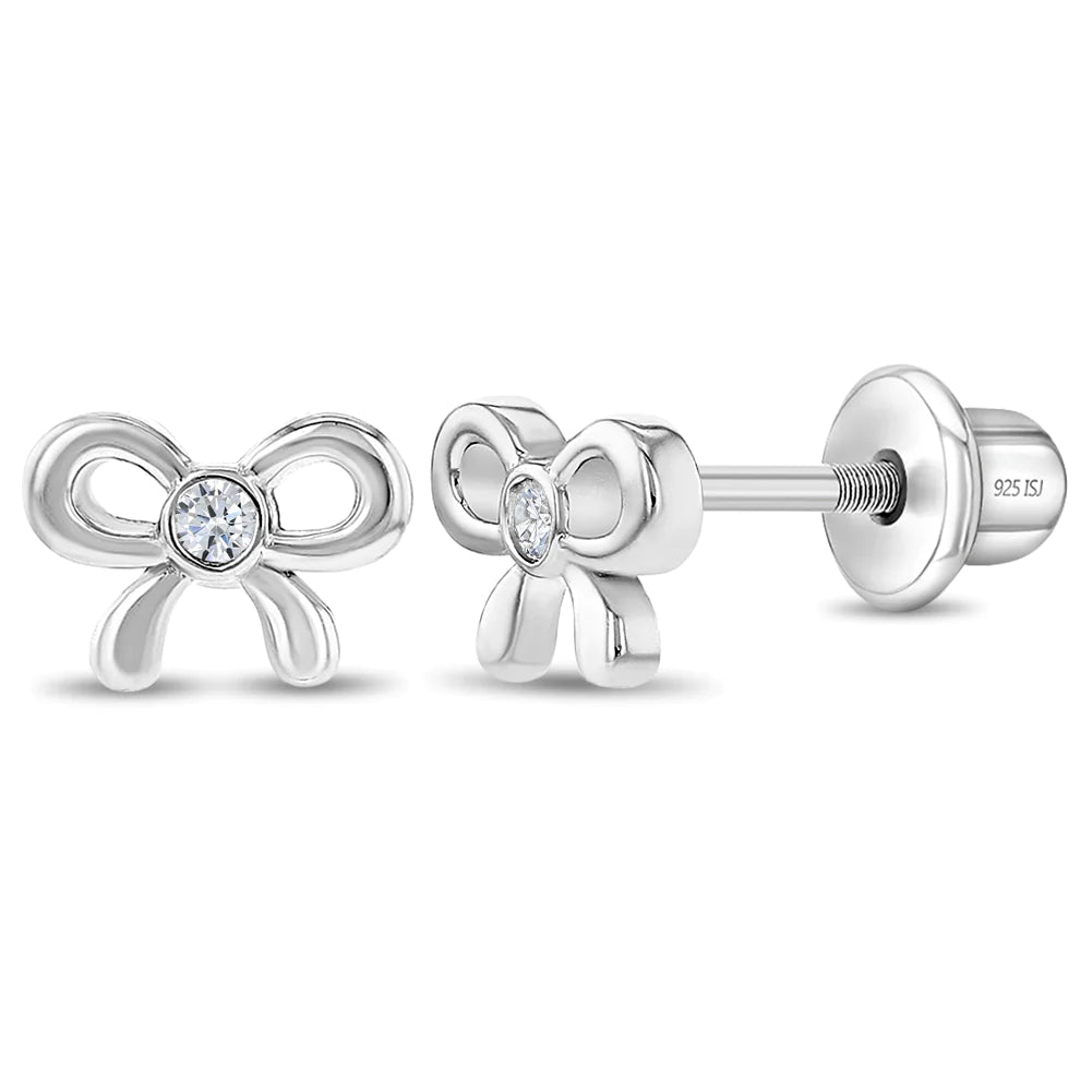 Delicate CZ Bow Toddler Earrings
