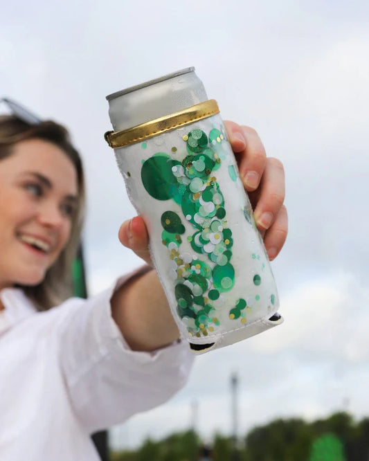 Green Confetti Skinny Can Cooler