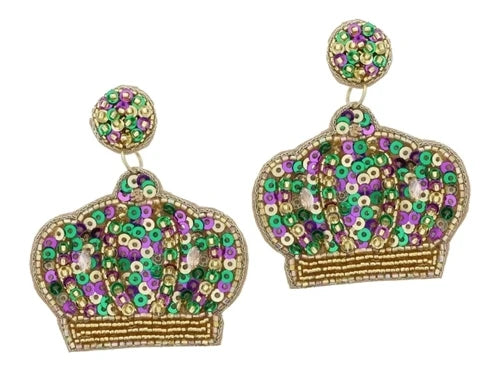 Mardi Gras Crown Earrings