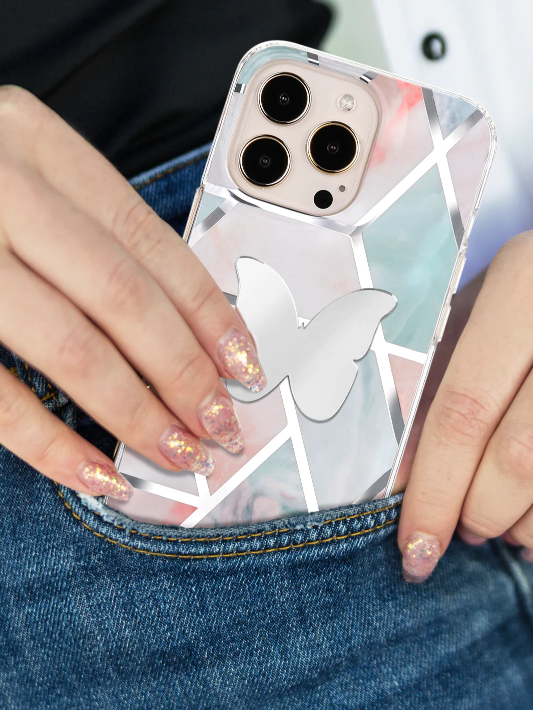 Stick-On Mirror Phone Decal - Butterfly