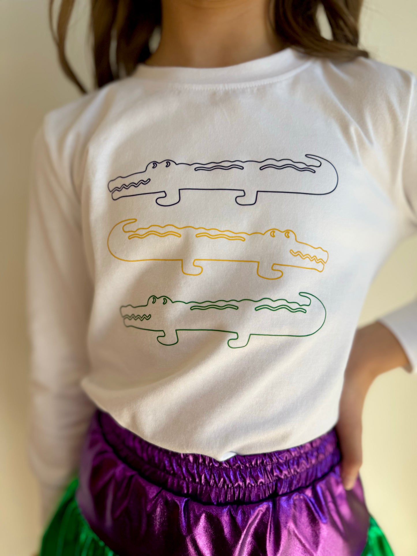 Mardi Gras Gator Youth Long Sleeve